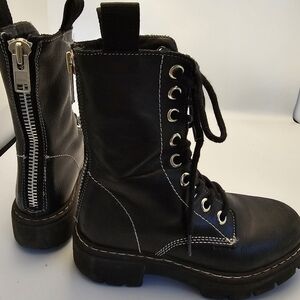 Steve Madden Kanyon Leather Lace Up Zip up Combat Military Combat boots